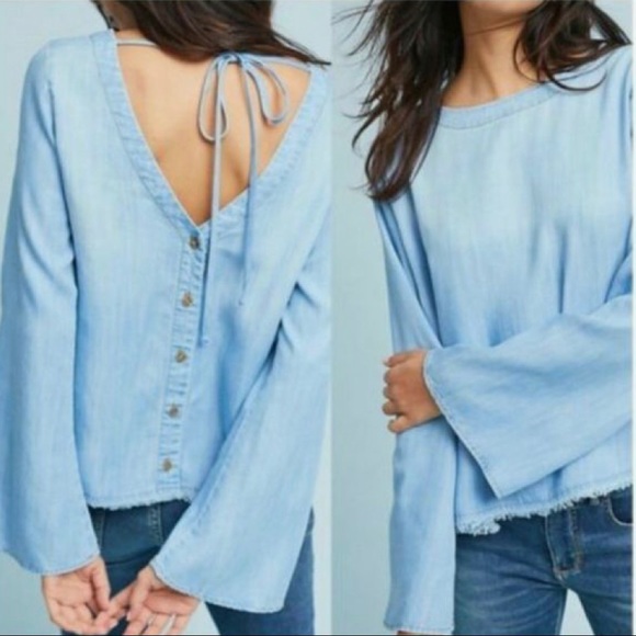 Anthropologie Tops - Cloth & Stone 🍁| Ombré Button Back Bell-sleeve Corduroy Blouse.